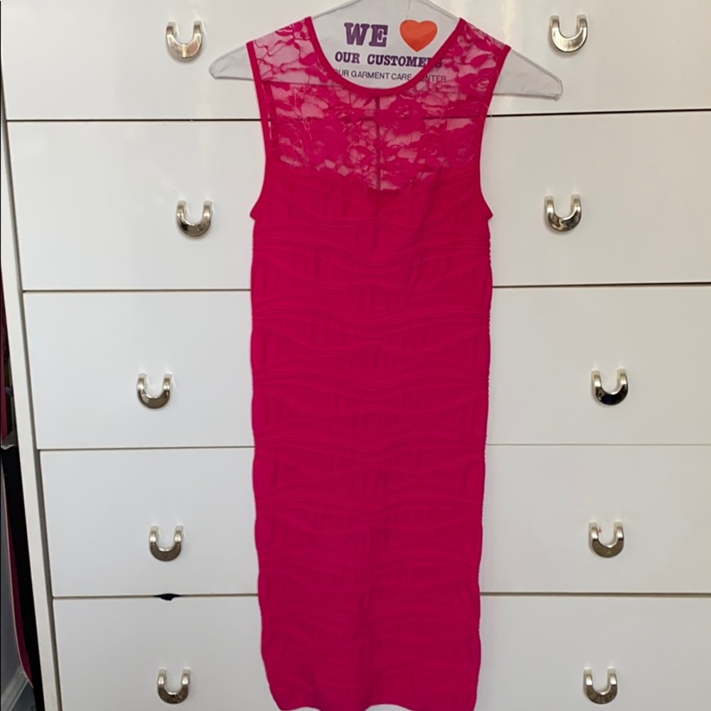 Hot Pink Lace Bodycon Dress